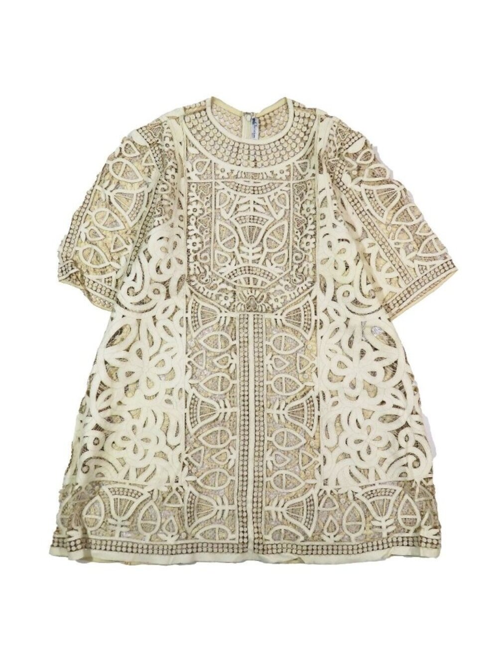 Dior Sheepskin Leather Lace Short Sleeve Mini Dress All Over Print Sample 36